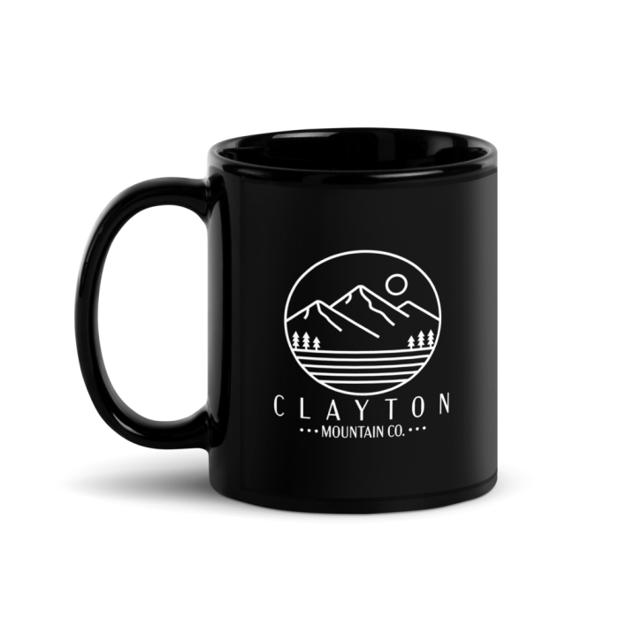 Clayton Mountain Co. - Clayton, GA - Clayton Mountain Co. - Clayton, GA Logo Mug | Black Ceramic Coffee Mug | North Georgia Inspired - Black Glossy Mug Black 11 Oz Handle On Left