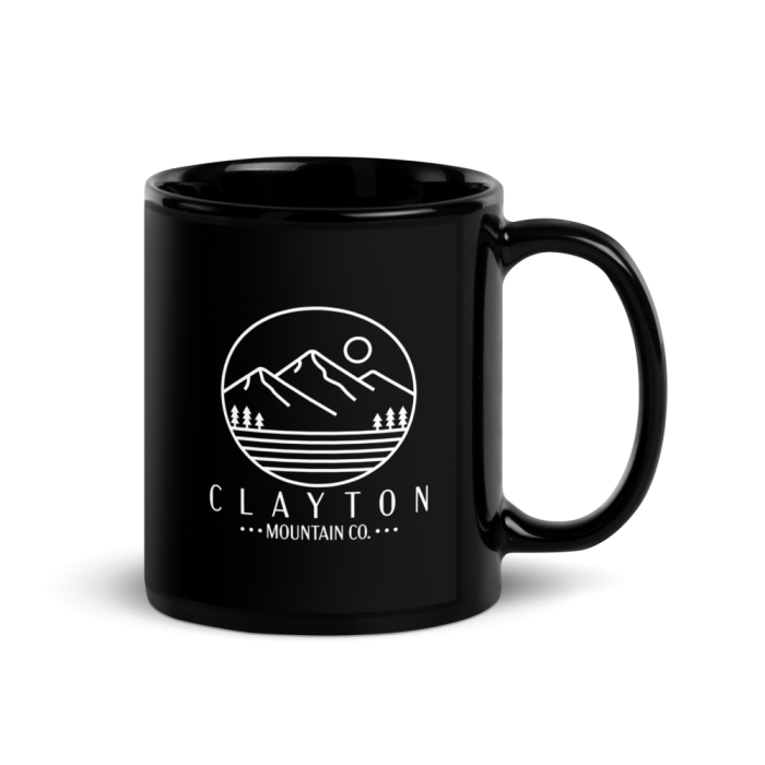 Clayton Mountain Co. - Clayton, GA - Clayton Mountain Co. - Clayton, GA Logo Mug | Black Ceramic Coffee Mug | North Georgia Inspired - Black Glossy Mug Black 11 Oz Handle On Right