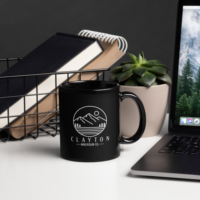 Clayton Mountain Co. - Clayton, GA - Clayton Mountain Co. - Clayton, GA Logo Mug | Black Ceramic Coffee Mug | North Georgia Inspired - Black Glossy Mug Black 11 Oz Handle On Right