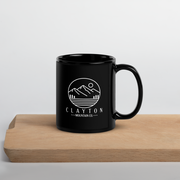 Clayton Mountain Co. - Clayton, GA - Clayton Mountain Co. - Clayton, GA Logo Mug | Black Ceramic Coffee Mug | North Georgia Inspired - Black Glossy Mug Black 11 Oz Handle On Right