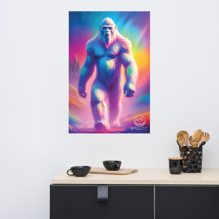 Clayton Mountain Co. - Clayton, GA - Psychedelic Bigfoot Poster | Vibrant 24"x36" North Georgia Artwork by Clayton Mountain Co. - Clayton, GA - Enhanced Matte Paper Poster (In) 24X36 Front