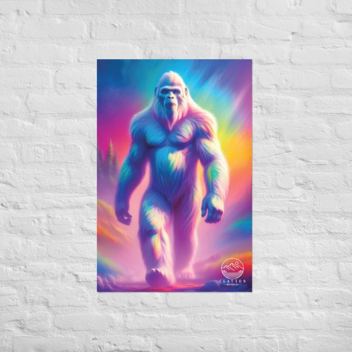 Clayton Mountain Co. - Clayton, GA - Psychedelic Bigfoot Poster | Vibrant 24"x36" North Georgia Artwork by Clayton Mountain Co. - Clayton, GA - Enhanced Matte Paper Poster (In) 24X36 Front