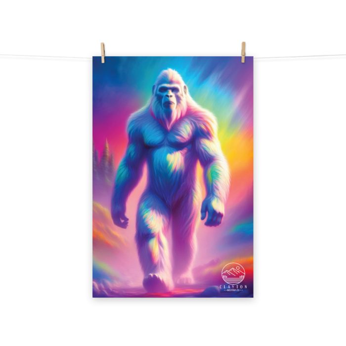 Clayton Mountain Co. - Clayton, GA - Psychedelic Bigfoot Poster | Vibrant 24"x36" North Georgia Artwork by Clayton Mountain Co. - Clayton, GA - Enhanced Matte Paper Poster (In) 24X36 Front