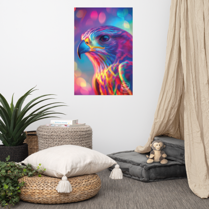 Clayton Mountain Co. - Clayton, GA - Psychedelic Hawk Poster | Vibrant 24"x36" Wildlife Artwork - Enhanced Matte Paper Poster (In) 24X36 Front