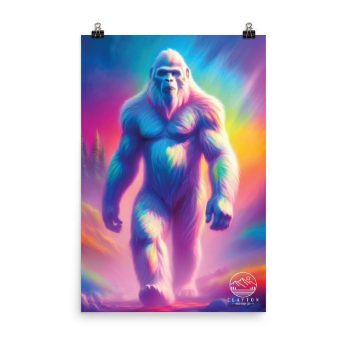 Clayton Mountain Co. - Clayton, GA - Psychedelic Bigfoot Poster | Vibrant 24"x36" North Georgia Artwork by Clayton Mountain Co. - Clayton, GA - Enhanced Matte Paper Poster (In) 24X36 Transparent