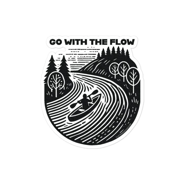 Clayton Mountain Co. - Clayton, GA - Go With The Flow Sticker - Kiss Cut Stickers White 4X4 Default 