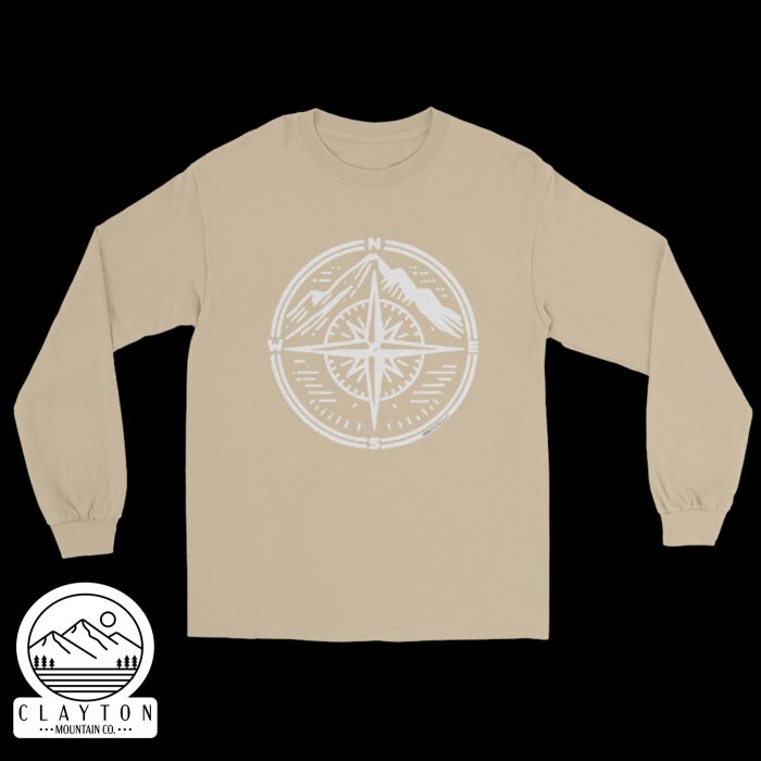 Clayton Mountain Co. - Clayton, GA - Step Into Adventure with the Compass Long-Sleeve Tee - Mens Long Sleeve Shirt Sand Front 