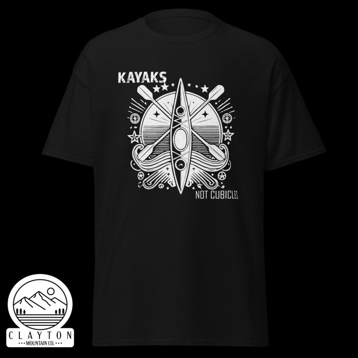 Clayton Mountain Co. - Clayton, GA - Kayaks, Not Cubicles Black Adventure Tee