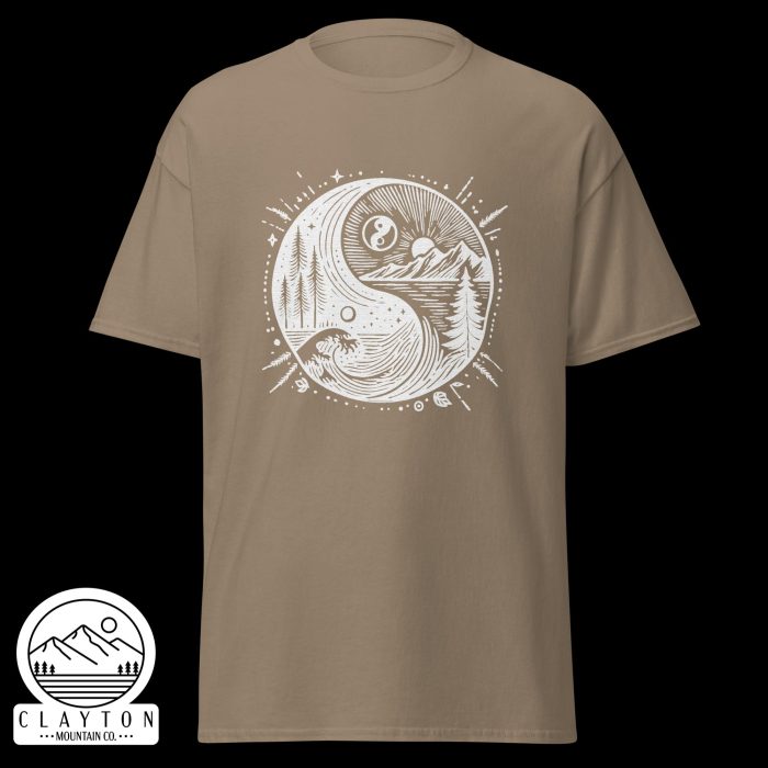 Clayton Mountain Co. - Clayton, GA - Yin With Nature T-Shirt - Unisex Classic Tee Brown Savana Front