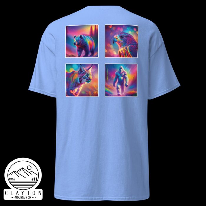 Clayton Mountain Co. - Clayton, GA - Wildlife Psychedelic Spirit T-Shirt | North Georgia Adventure Design - Unisex Classic Tee Carolina Blue Back 