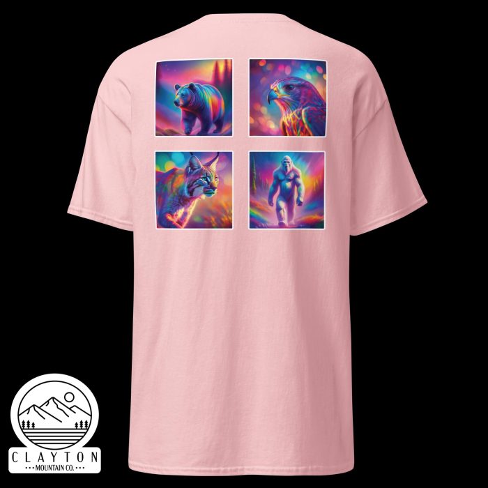 Clayton Mountain Co. - Clayton, GA - Wildlife Psychedelic Spirit T-Shirt | North Georgia Adventure Design - Unisex Classic Tee Light Pink Back 