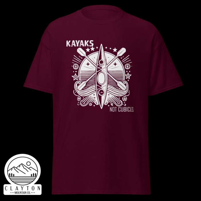 Clayton Mountain Co. - Clayton, GA - Kayaks, Not Cubicles Maroon Adventure Tee