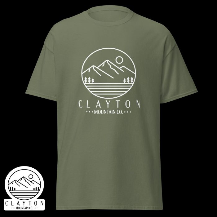 Clayton Mountain Co. - Clayton, GA - Wildlife & Mythology T-Shirt | North Georgia Adventure Design - Unisex Classic Tee Military Green Front 