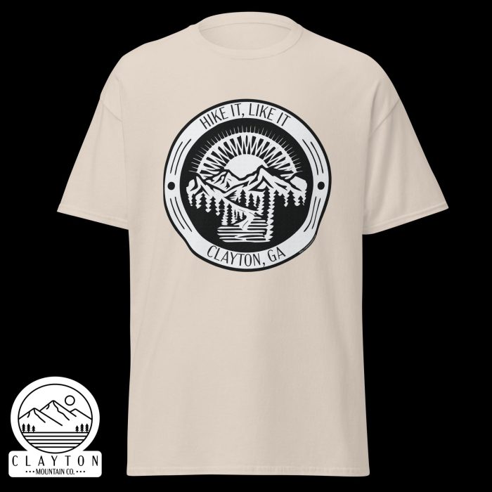 Clayton Mountain Co. - Clayton, GA - Hike It, Like It T-Shirt | Clayton, GA Outdoor Adventure Tee - Unisex Classic Tee Natural Front 