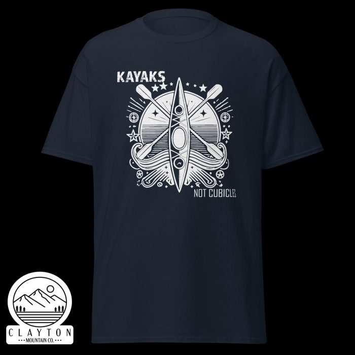 Clayton Mountain Co. - Clayton, GA - Kayaks, Not Cubicles Navy Adventure Tee