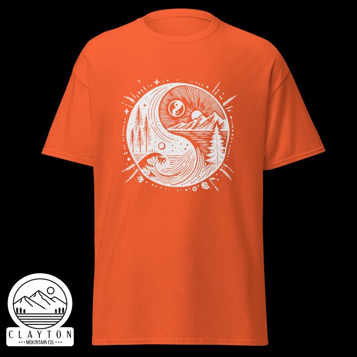 Clayton Mountain Co. - Clayton, GA - Yin With Nature T-Shirt - Unisex Classic Tee Orange Front