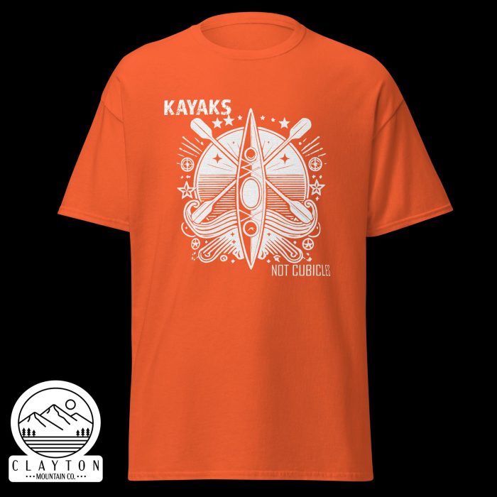 Clayton Mountain Co. - Clayton, GA - Kayaks, Not Cubicles Orange Adventure Tee