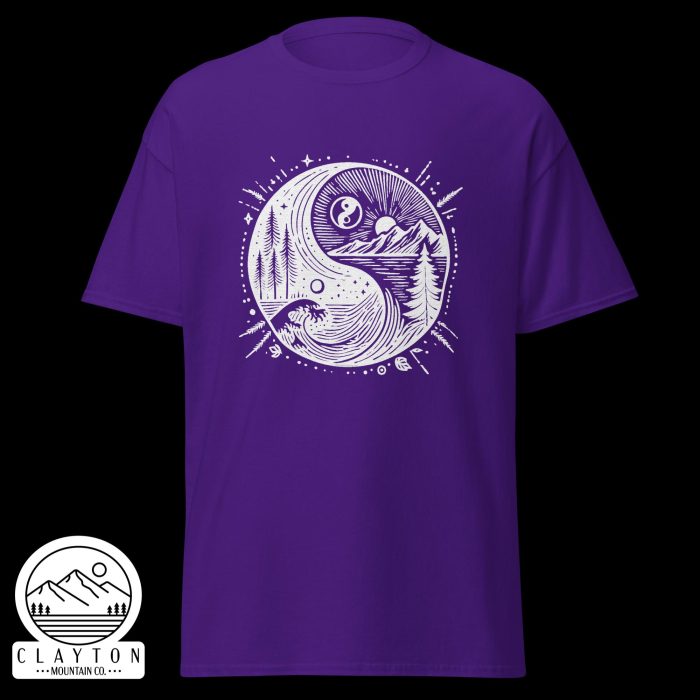 Clayton Mountain Co. - Clayton, GA - Yin With Nature T-Shirt - Unisex Classic Tee Purple Front