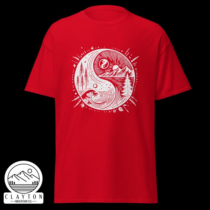 Clayton Mountain Co. - Clayton, GA - Yin With Nature T-Shirt - Unisex Classic Tee Red Front