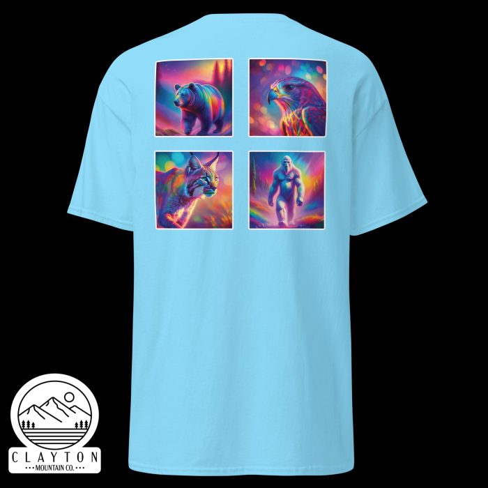 Clayton Mountain Co. - Clayton, GA - Wildlife Psychedelic Spirit T-Shirt | North Georgia Adventure Design - Unisex Classic Tee Sky Back 