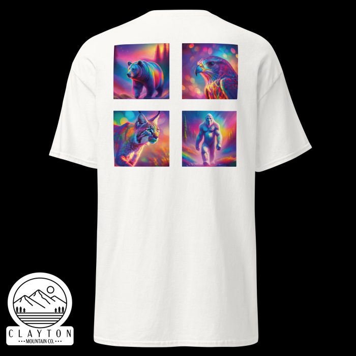 Clayton Mountain Co. - Clayton, GA - Wildlife Psychedelic Spirit T-Shirt | North Georgia Adventure Design - Unisex Classic Tee White Back 