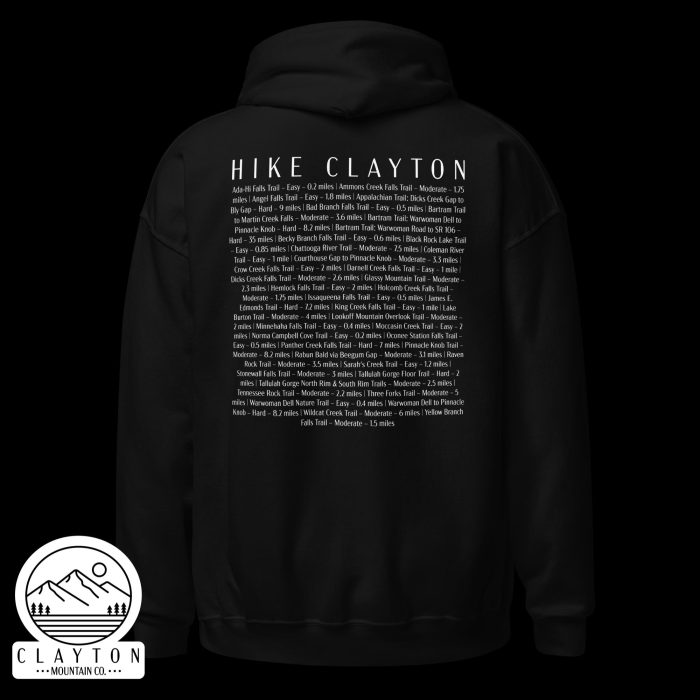 Clayton Mountain Co. - Clayton, GA - Northeast Georgia Hiking Trails Adventure Blended Hoodie - Unisex Heavy Blend Hoodie Black Back 