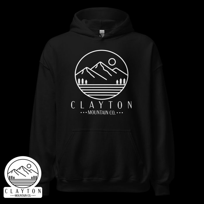 Clayton Mountain Co. - Clayton, GA - Clayton Mountain Co. - Clayton, GA Logo Blended Hoodie | North Georgia Mountains Style - Unisex Heavy Blend Hoodie Black Front 