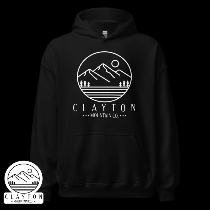 Clayton Mountain Co. - Clayton, GA - Wildlife & Mythology Blended Hoodie | North Georgia Adventure Design - Unisex Heavy Blend Hoodie Black Front 