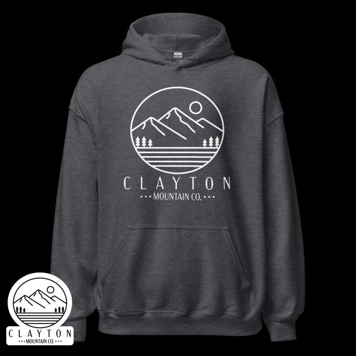 Clayton Mountain Co. - Clayton, GA - Northeast Georgia Hiking Trails Adventure Blended Hoodie - Unisex Heavy Blend Hoodie Dark Heather Front 