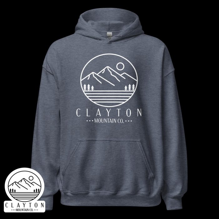 Clayton Mountain Co. - Clayton, GA - Clayton Mountain Co. - Clayton, GA Logo Blended Hoodie | North Georgia Mountains Style - Unisex Heavy Blend Hoodie Heather Sport Dark Navy Front 