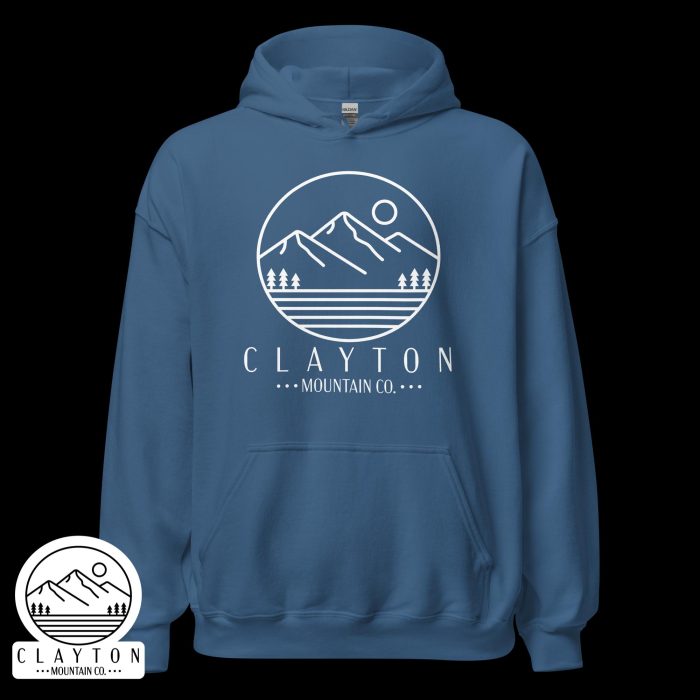 Clayton Mountain Co. - Clayton, GA - Wildlife Psychedelic Spirit Blended Hoodie | Vibrant North Georgia Design - Unisex Heavy Blend Hoodie Indigo Blue Front 