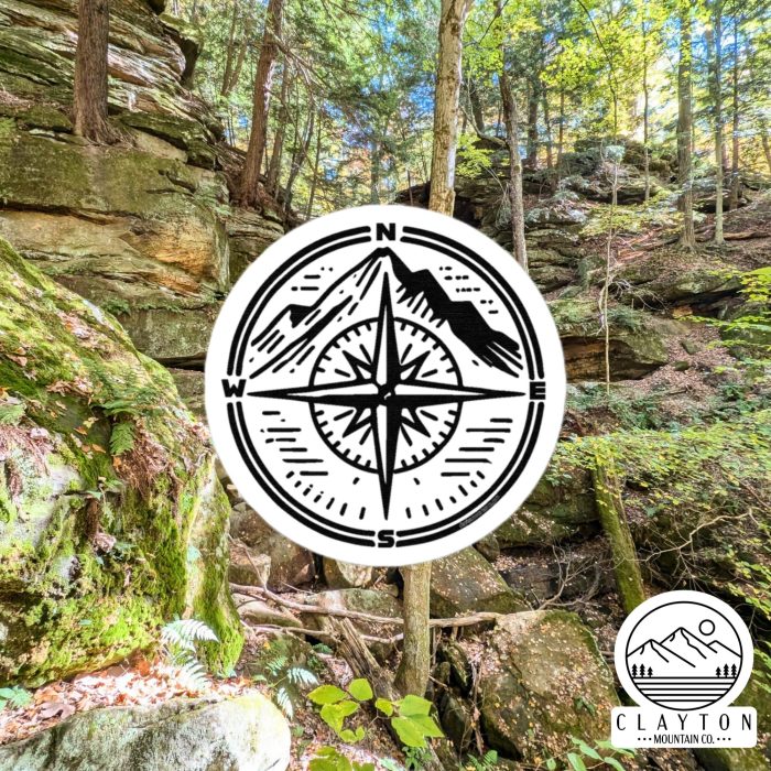 Clayton Mountain Co. Compass Sticker – Adventure Awaits