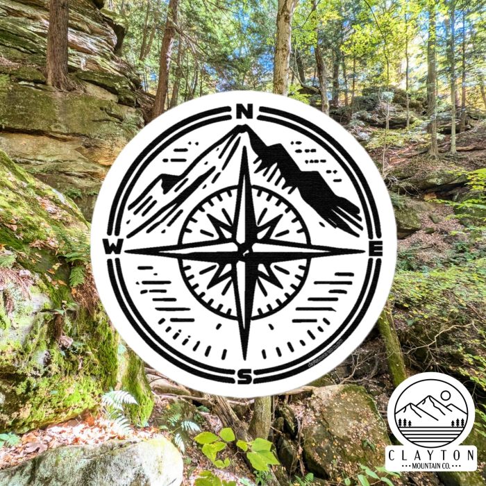 Clayton Mountain Co. Compass Sticker – Adventure Awaits