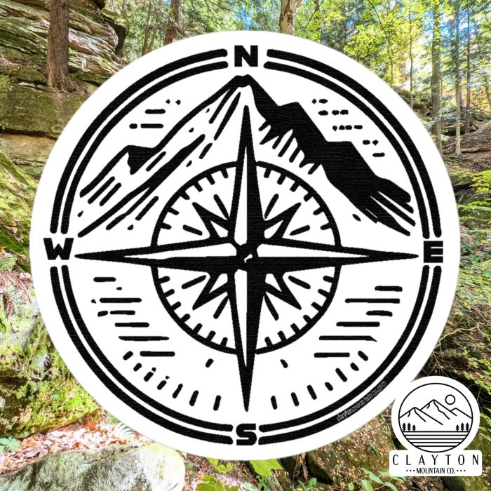 Clayton Mountain Co. Compass Sticker – Adventure Awaits