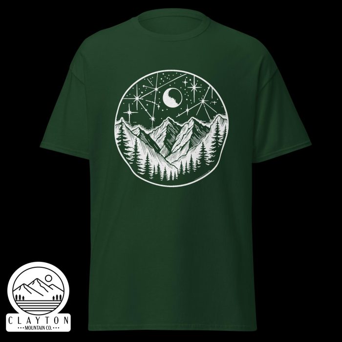 Stars At Night T-Shirt – Explore the Night Sky - Clayton, GA -Unisex-Classic-Tee-Forest-Green