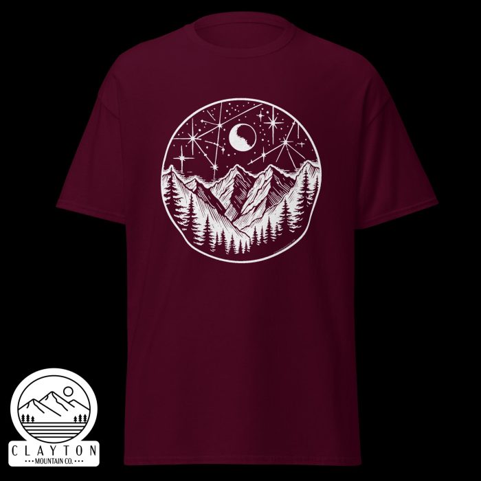 Stars At Night T-Shirt – Explore the Night Sky - Clayton, GA -Unisex-Classic-Tee-Maroon