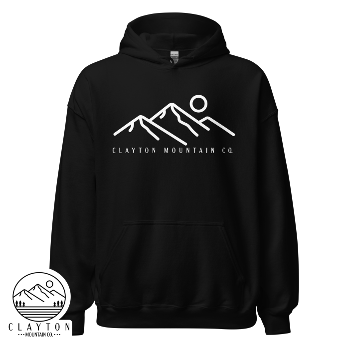 Clayton Mountain Co. Hoodie – Simple, Modern, and Cozy - Clayton, GA -Unisex-Heavy-Blend-Hoodie-Black