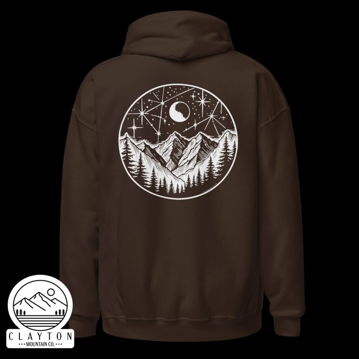 Stars At Night Hoodie – Cozy Up Under the Night Sky - Clayton, GA -Unisex-Heavy-Blend-Hoodie-Dark-Chocolate