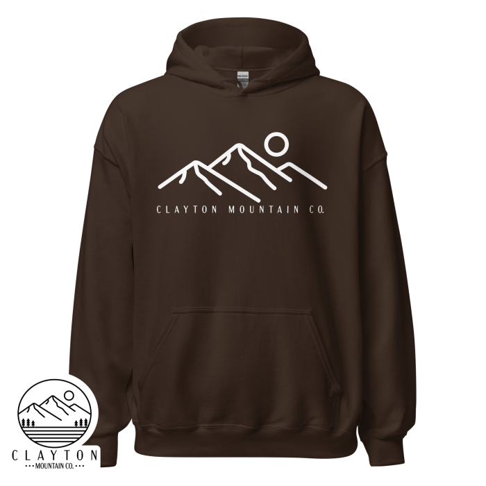 Clayton Mountain Co. Hoodie – Simple, Modern, and Cozy - Clayton, GA -Unisex-Heavy-Blend-Hoodie-Dark-Chocolate