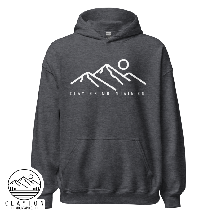 Clayton Mountain Co. Hoodie – Simple, Modern, and Cozy - Clayton, GA -Unisex-Heavy-Blend-Hoodie-Dark-Heather