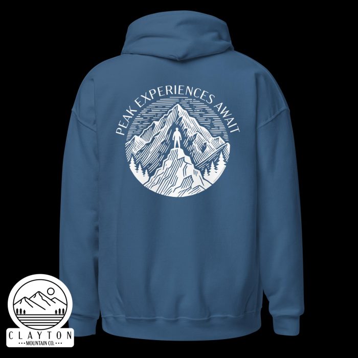 Adventure in Comfort: Peak Experiences Await Hoodie - Clayton, GA -Unisex-Heavy-Blend-Hoodie-Indigo-Blue