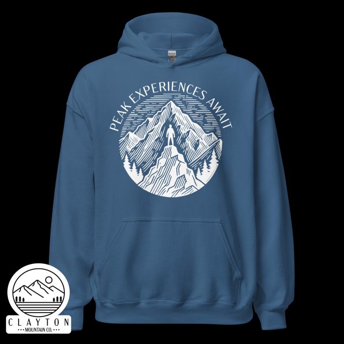 Adventure in Comfort: Peak Experiences Await Hoodie - Clayton, GA -Unisex-Heavy-Blend-Hoodie-Indigo-Blue