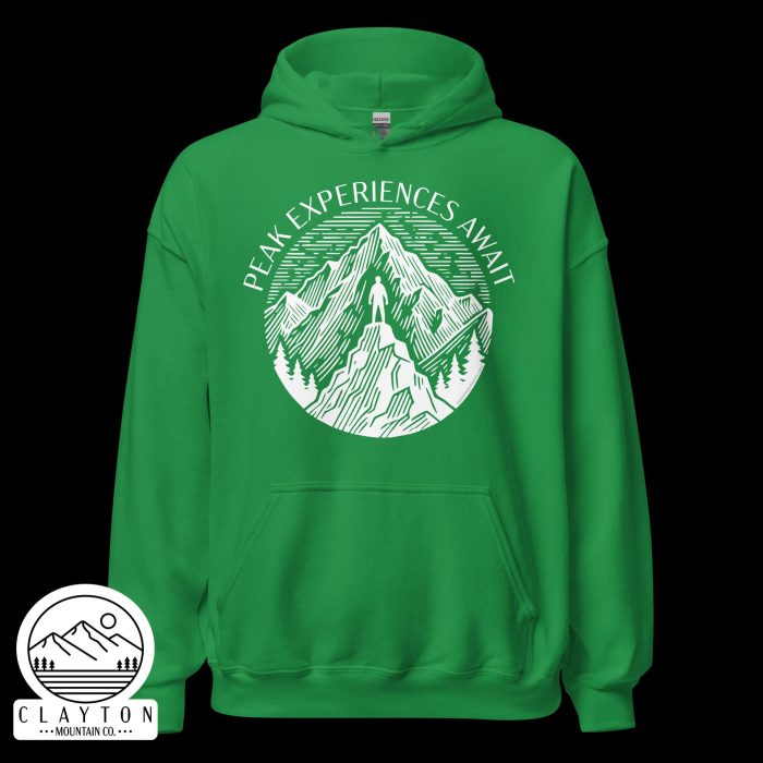 Adventure in Comfort: Peak Experiences Await Hoodie - Clayton, GA -Unisex-Heavy-Blend-Hoodie-Irish-Green