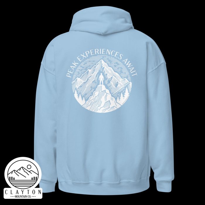 Adventure in Comfort: Peak Experiences Await Hoodie - Clayton, GA -Unisex-Heavy-Blend-Hoodie-Light-Blue