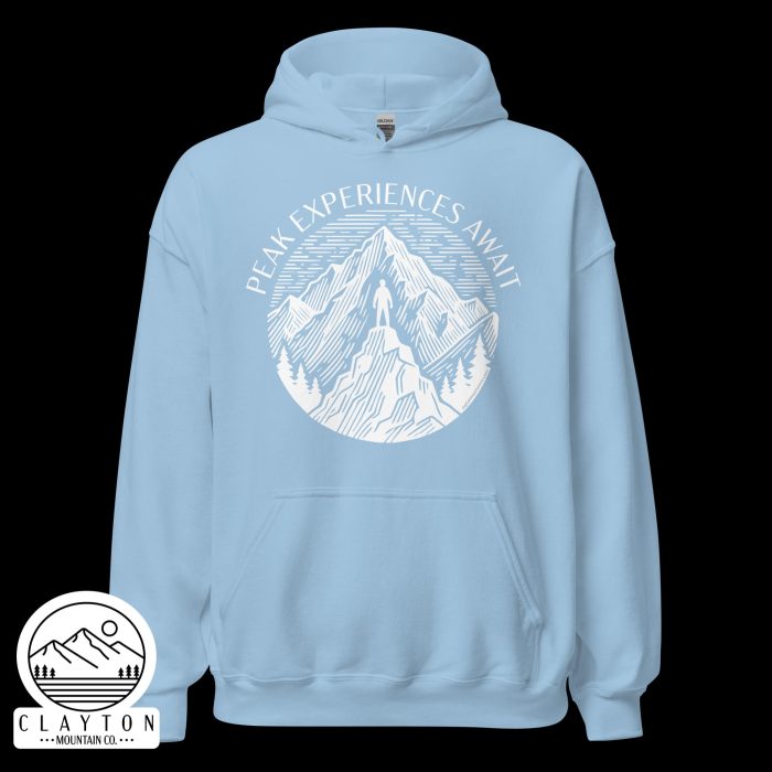 Adventure in Comfort: Peak Experiences Await Hoodie - Clayton, GA -Unisex-Heavy-Blend-Hoodie-Light-Blue