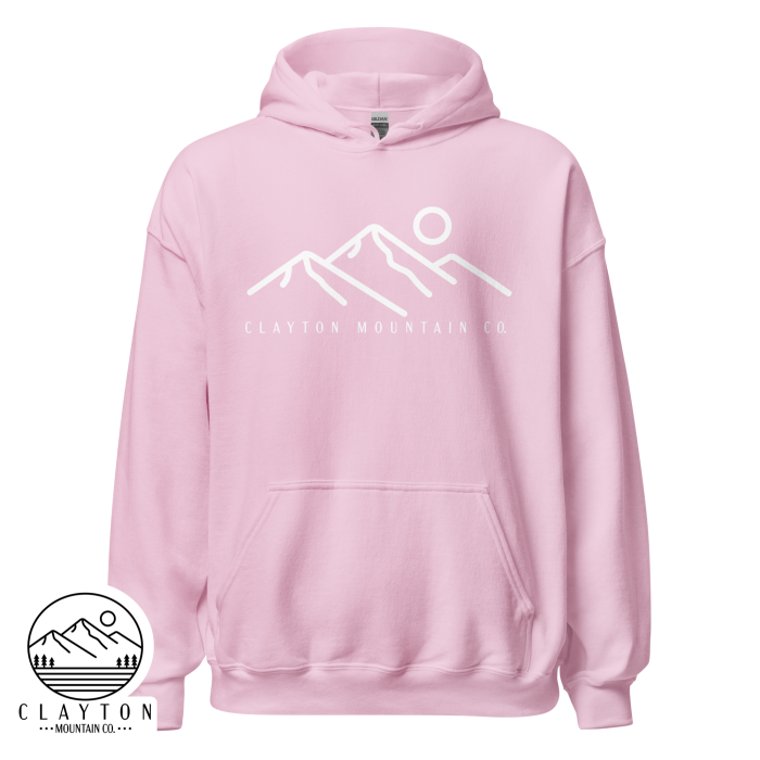 Clayton Mountain Co. Hoodie – Simple, Modern, and Cozy - Clayton, GA -Unisex-Heavy-Blend-Hoodie-Light-Pink