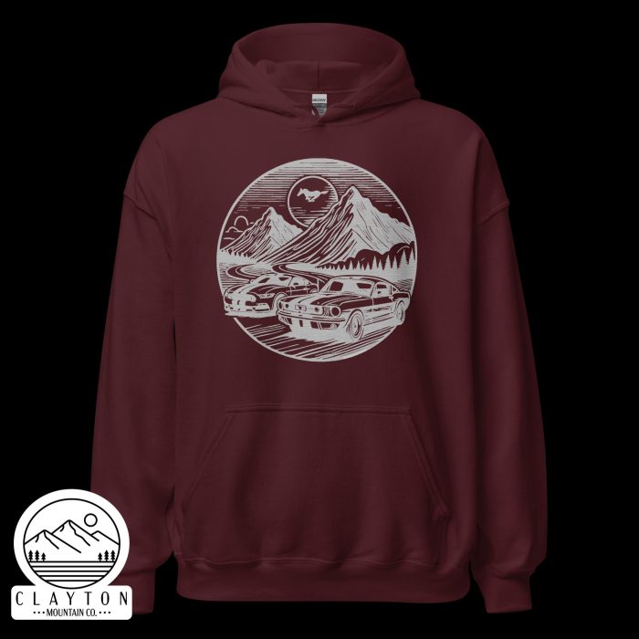 Mustang Mountain Run T-Shirt - Clayton, GA -Unisex-Heavy-Blend-Hoodie-Maroon