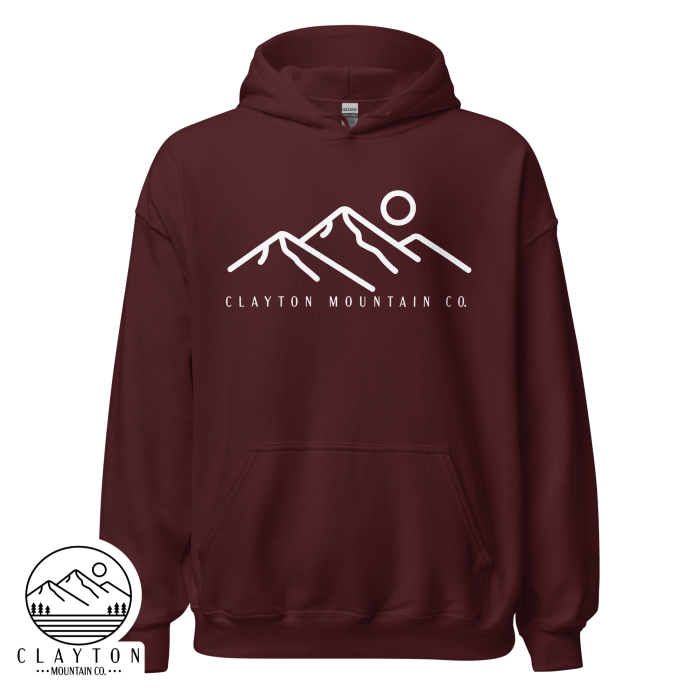 Clayton Mountain Co. Hoodie – Simple, Modern, and Cozy - Clayton, GA -Unisex-Heavy-Blend-Hoodie-Maroon