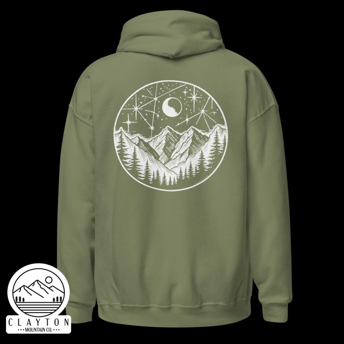 Stars At Night Hoodie – Cozy Up Under the Night Sky - Clayton, GA -Unisex-Heavy-Blend-Hoodie-Military-Green