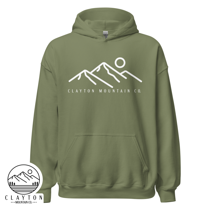 Clayton Mountain Co. Hoodie – Simple, Modern, and Cozy - Clayton, GA -Unisex-Heavy-Blend-Hoodie-Military-Green